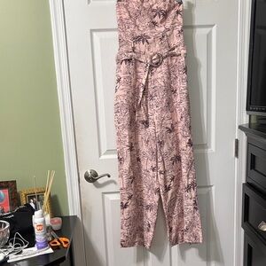 Astr Pink and Brown Wide Leg Jumpsuit